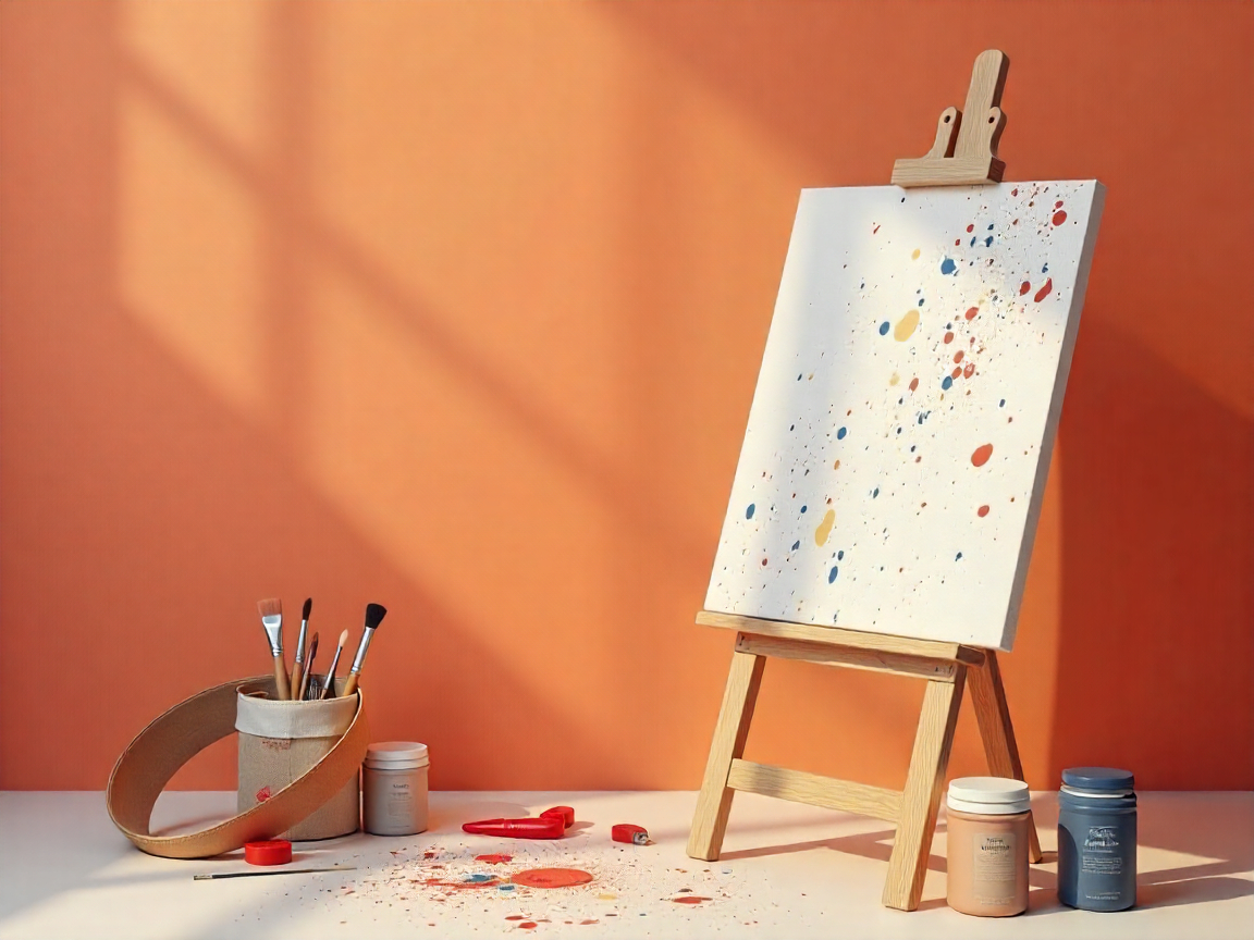 Art studio with painting supplies